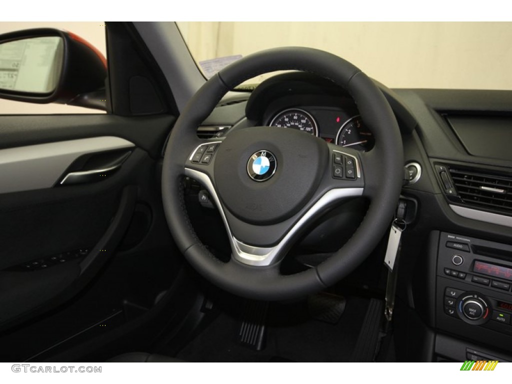 2014 BMW X1 sDrive28i Black Steering Wheel Photo #81298484