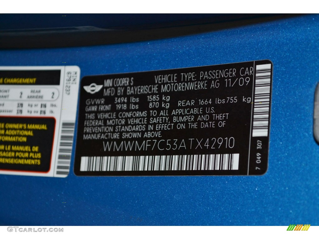 2010 Cooper S Hardtop - Laser Blue Metallic / Grey/Carbon Black photo #8