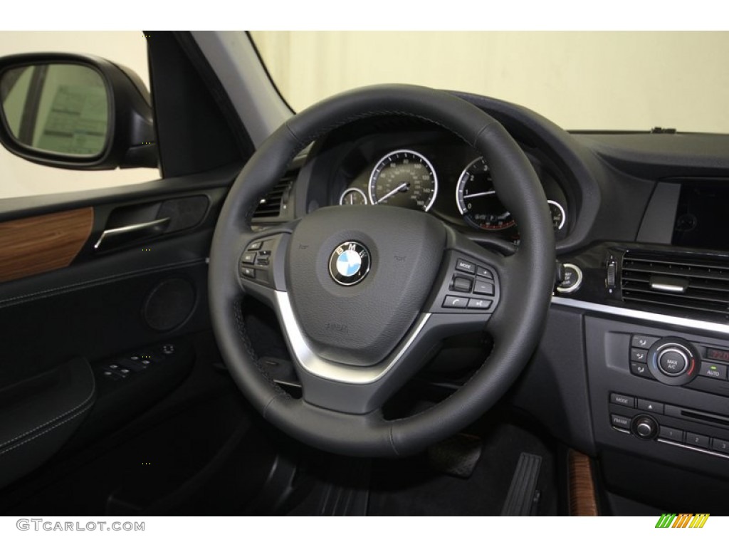 2014 BMW X3 xDrive35i Black Steering Wheel Photo #81299180