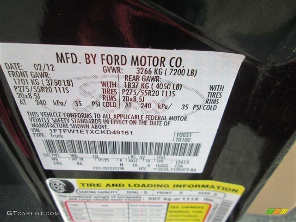 2012 F150 Color Code W6 for Green Gem Metallic Photo #81300140