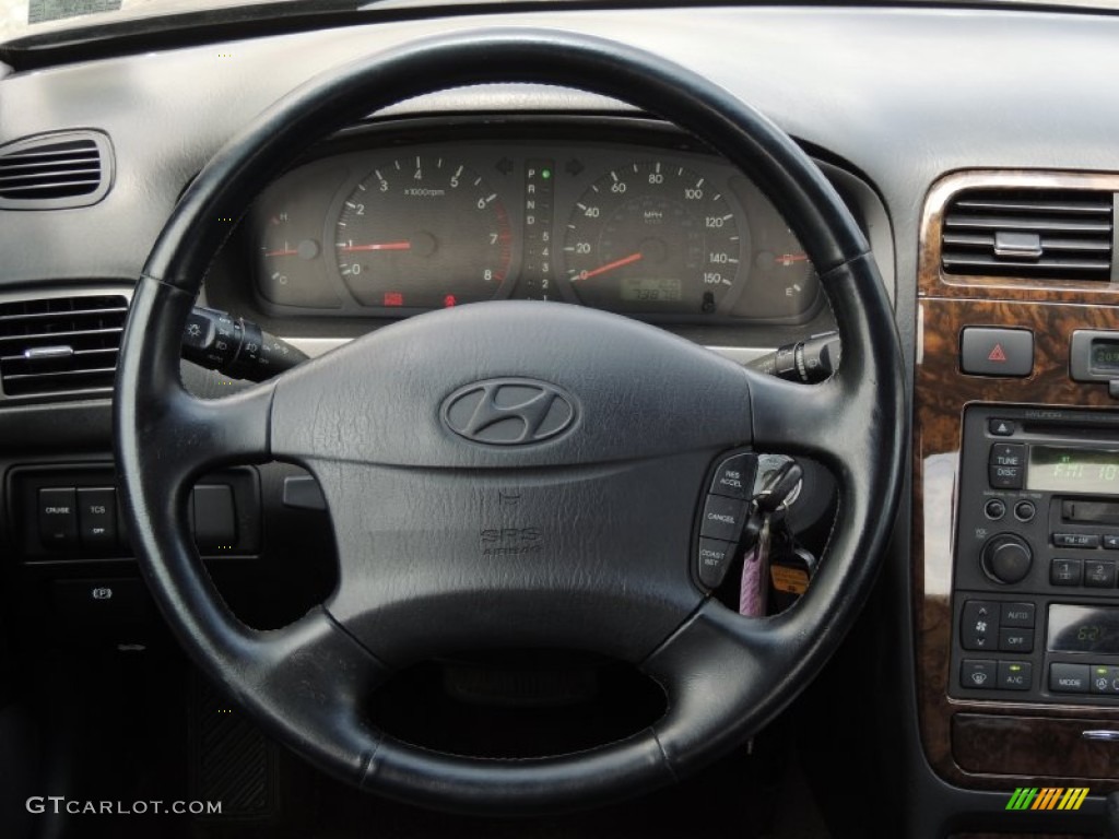 2002 Hyundai XG350 Sedan Black Steering Wheel Photo #81305546