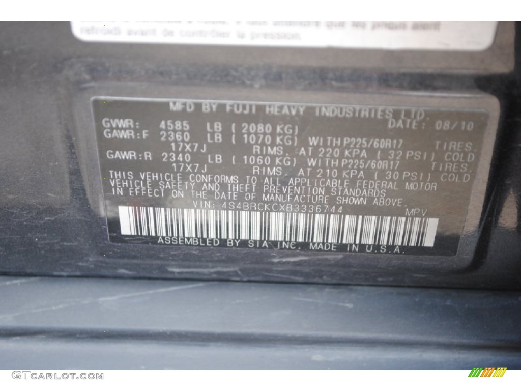 2011 Outback 2.5i Limited Wagon - Graphite Gray Metallic / Off Black photo #39