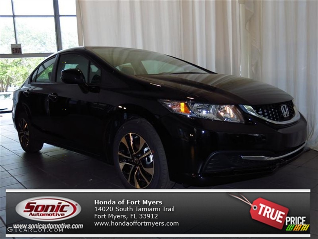 2013 Civic EX Sedan - Crystal Black Pearl / Gray photo #1