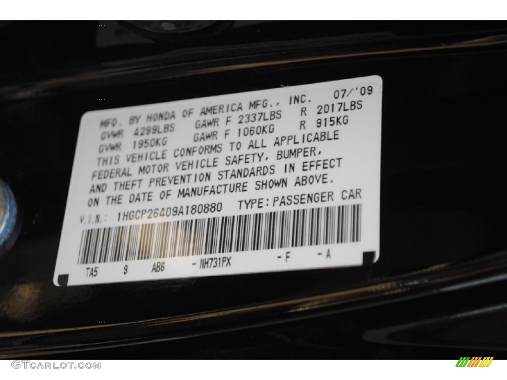 2009 Accord LX-P Sedan - Crystal Black Pearl / Ivory photo #27