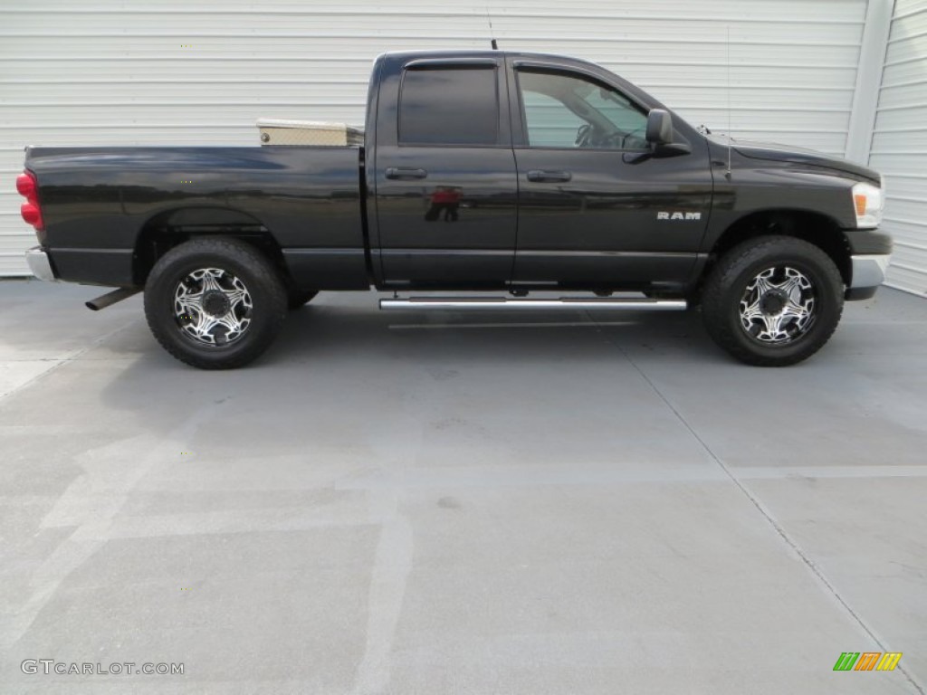 2008 Ram 1500 Lone Star Edition Quad Cab 4x4 - Brilliant Black Crystal Pearl / Khaki photo #3