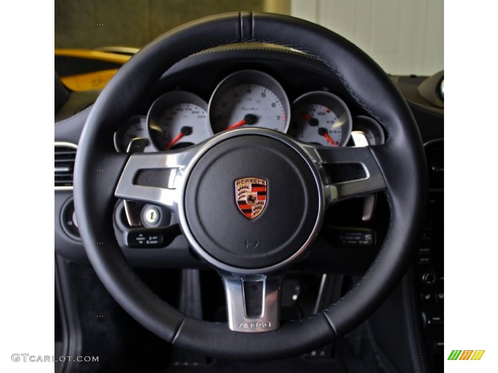 2010 Porsche 911 Turbo Coupe Black Steering Wheel Photo #81316438