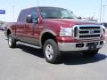 2005 Dark Toreador Red Metallic Ford F250 Super Duty Lariat Crew Cab 4x4  photo #2