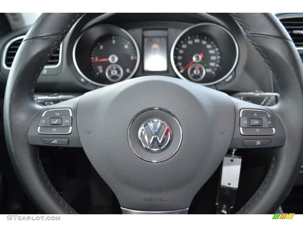 2010 Volkswagen Jetta TDI SportWagen Titan Black Steering Wheel Photo #81324763