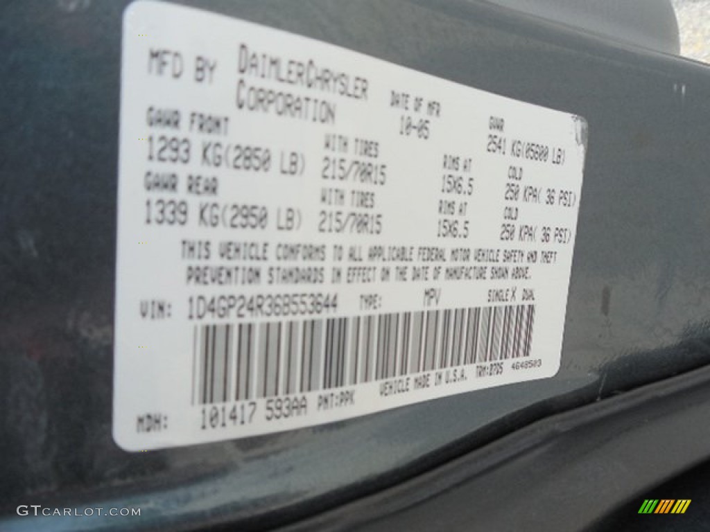 2006 Grand Caravan Color Code PPK for Magnesium Pearl Photo #81327266