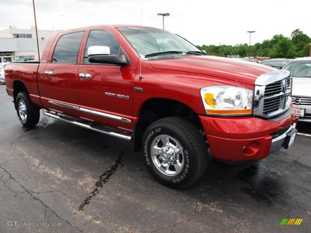 2006 Ram 1500 Laramie Mega Cab 4x4 - Inferno Red Crystal Pearl / Medium Slate Gray photo #2