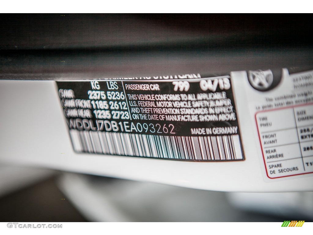 2014 CLS Color Code 799 for Diamond White Metallic Photo #81337580