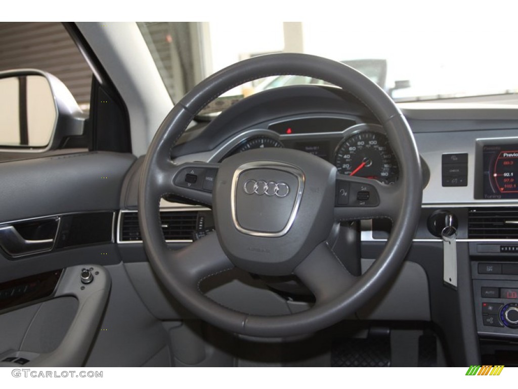 2009 Audi A6 4.2 quattro Sedan Black Steering Wheel Photo #81346982