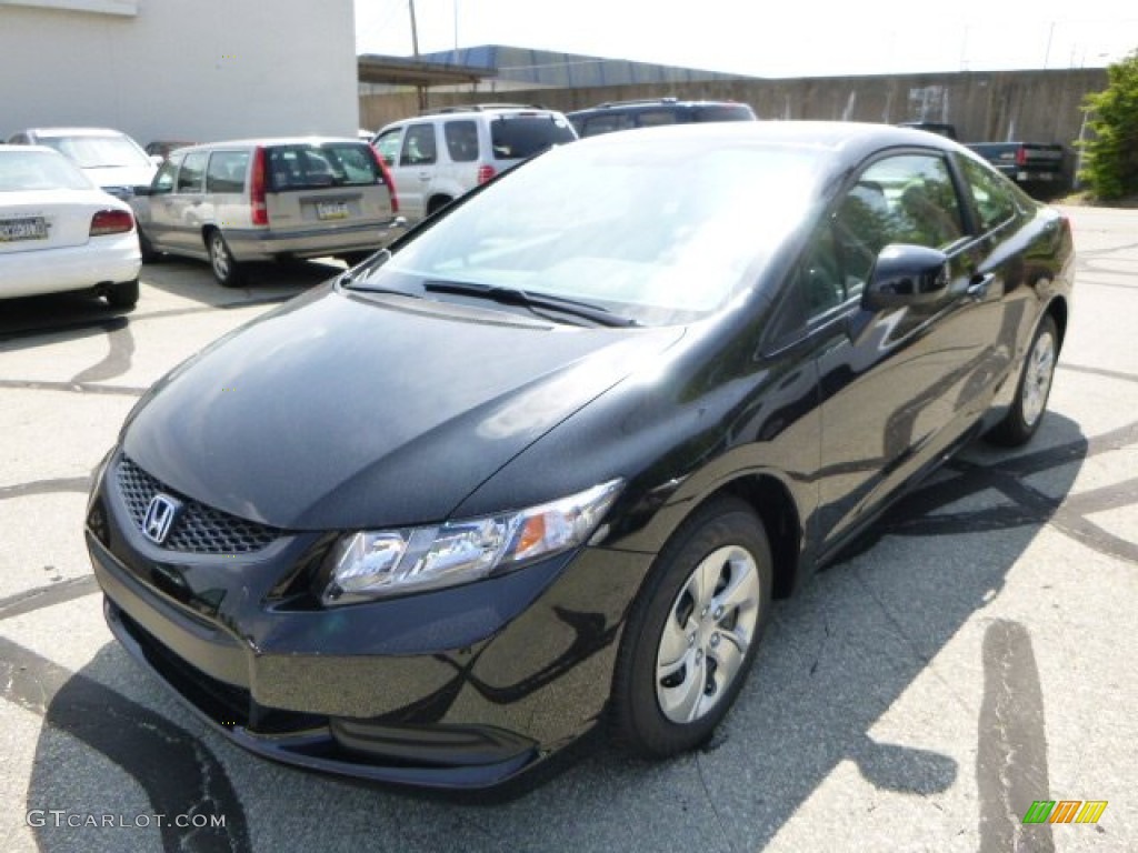 2013 Civic LX Coupe - Crystal Black Pearl / Gray photo #7
