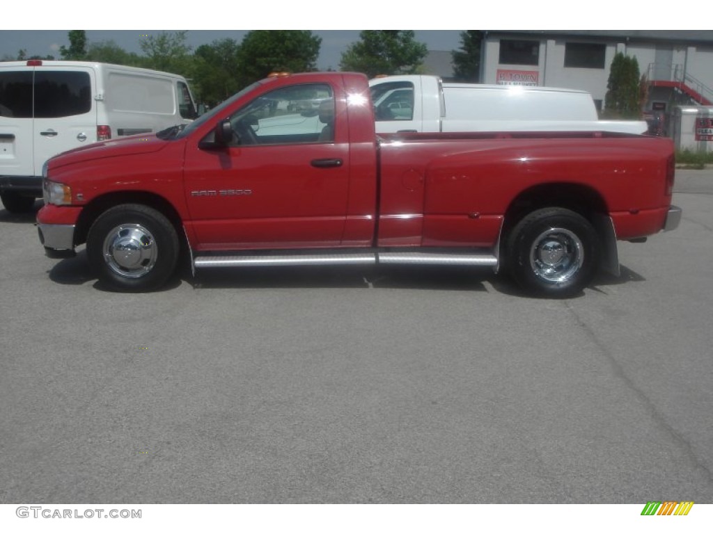 2005 Ram 3500 SLT Regular Cab 4x4 Dually - Flame Red / Taupe photo #2