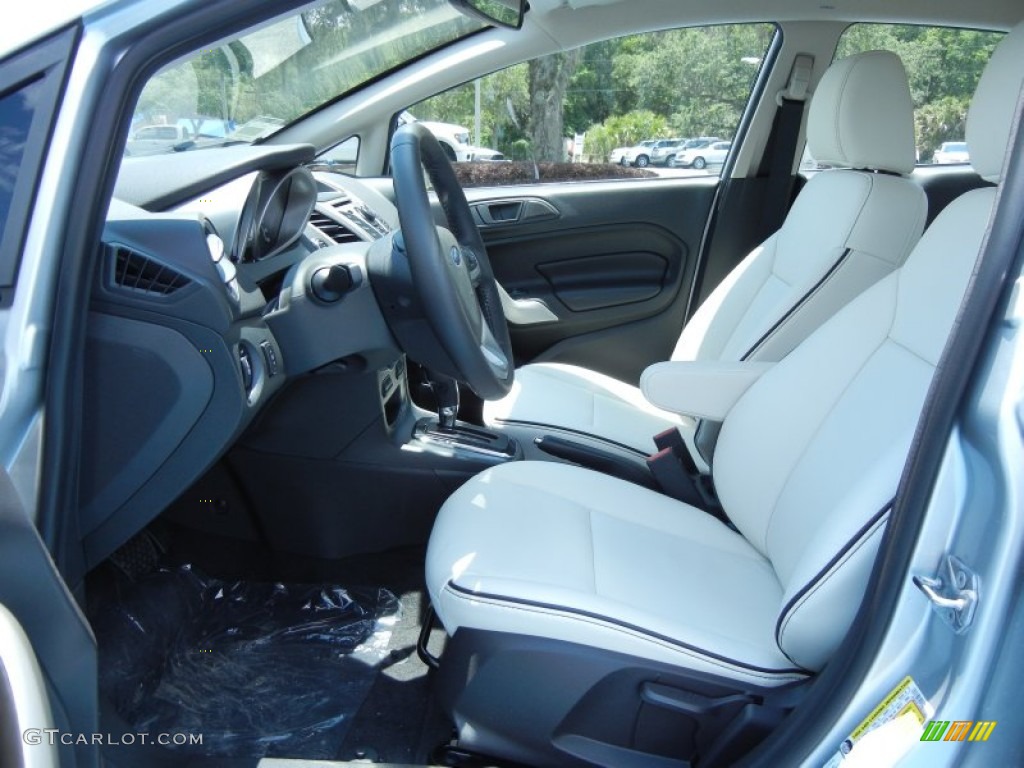 Arctic White Leather Interior 2013 Ford Fiesta Titanium Sedan Photo #81350877