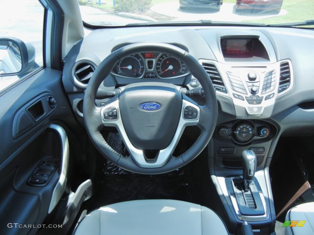 2013 Ford Fiesta Titanium Sedan Arctic White Leather Dashboard Photo #81350924