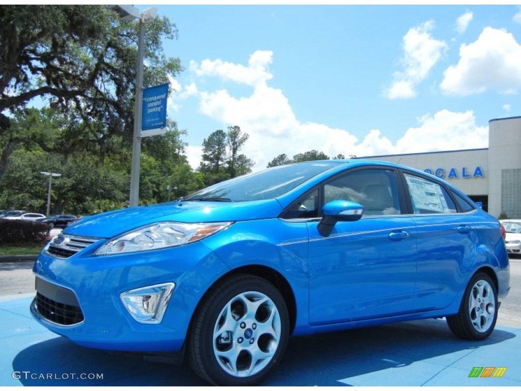 2013 Fiesta Titanium Sedan - Blue Candy / Arctic White Leather photo #1