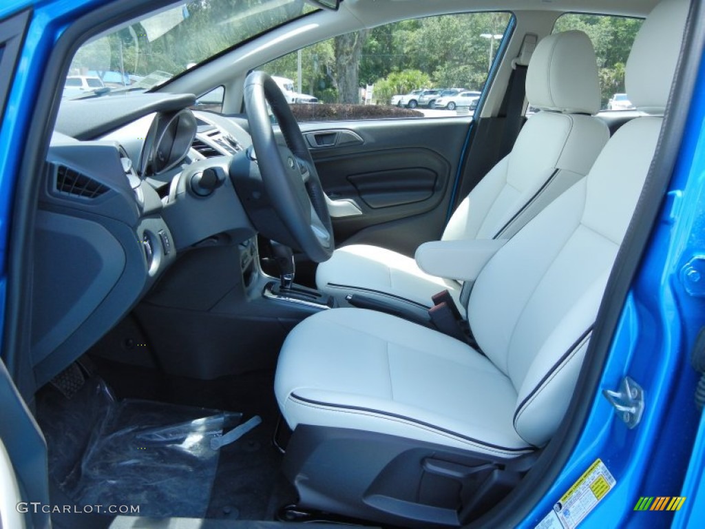 Arctic White Leather Interior 2013 Ford Fiesta Titanium Sedan Photo #81351489