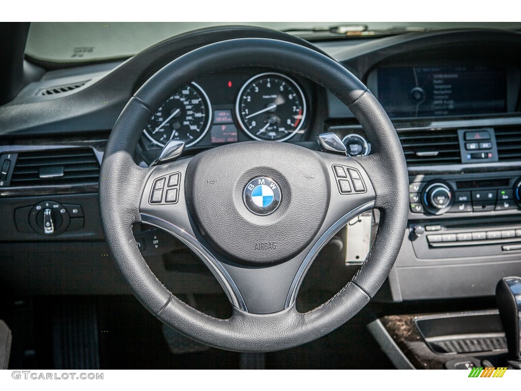 2010 BMW 3 Series 335i Convertible Black Steering Wheel Photo #81352985