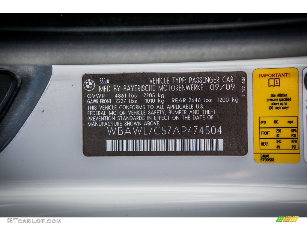 2010 BMW 3 Series 335i Convertible Info Tag Photo #81353124