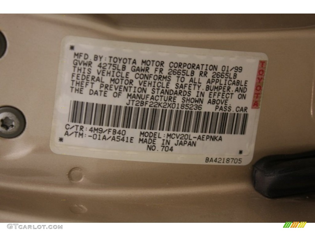 1999 Camry LE V6 - Cashmere Beige Metallic / Oak photo #27