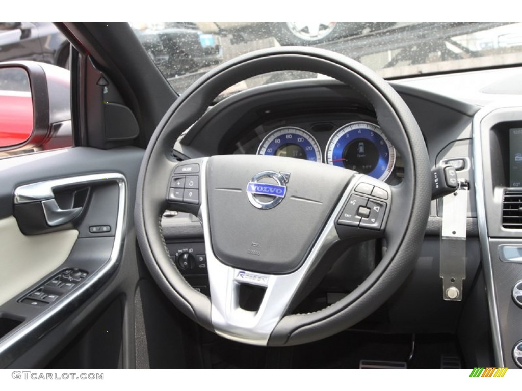 2013 Volvo XC60 T6 AWD R-Design R Design Soft Beige/Off Black Inlay Steering Wheel Photo #81357727