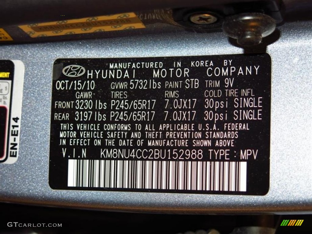 2011 Veracruz Color Code STB for Blue Titanium Mist Photo #81363873