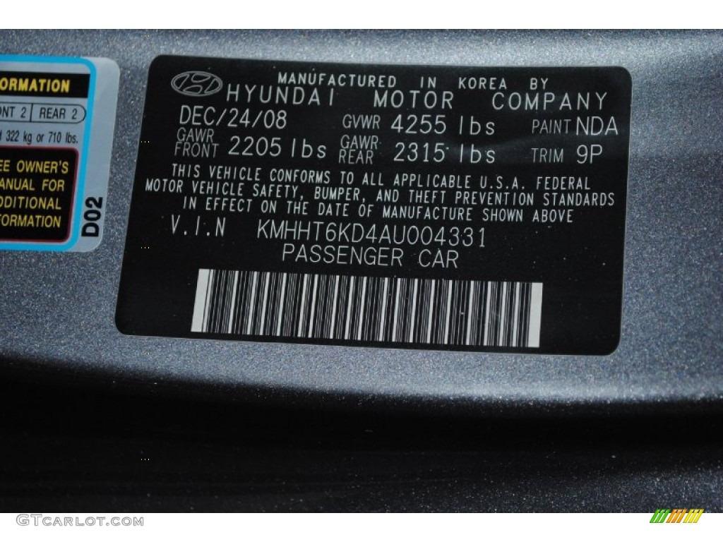 2010 Hyundai Genesis Coupe 2.0T Color Code Photos