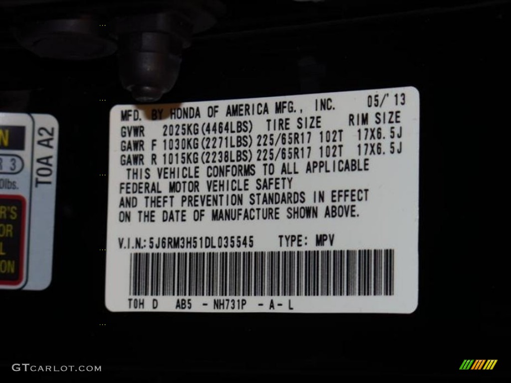 2013 CR-V EX - Crystal Black Pearl / Black photo #10