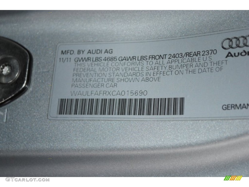 2012 A5 2.0T quattro Coupe - Ice Silver Metallic / Black photo #36