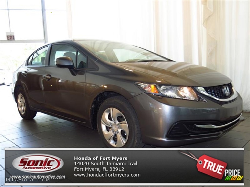 2013 Civic LX Sedan - Polished Metal Metallic / Gray photo #1