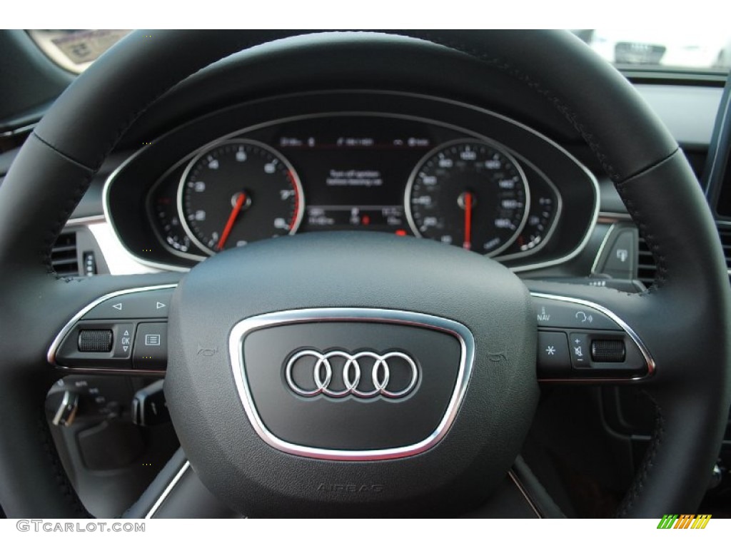 2013 Audi A7 3.0T quattro Premium Plus Black Steering Wheel Photo #81370587