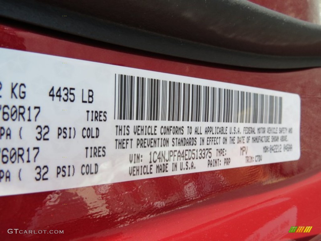2014 Patriot Color Code PRP for Deep Cherry Red Crystal Pearl Photo #81370624