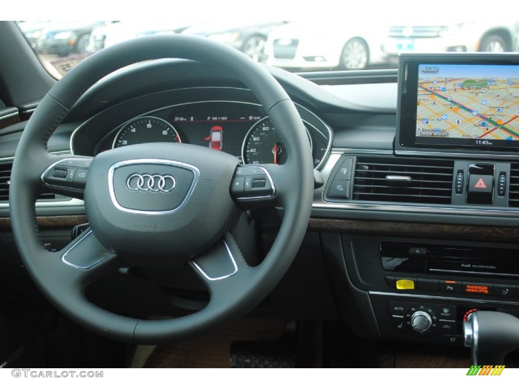 2013 Audi A7 3.0T quattro Premium Plus Black Steering Wheel Photo #81370928