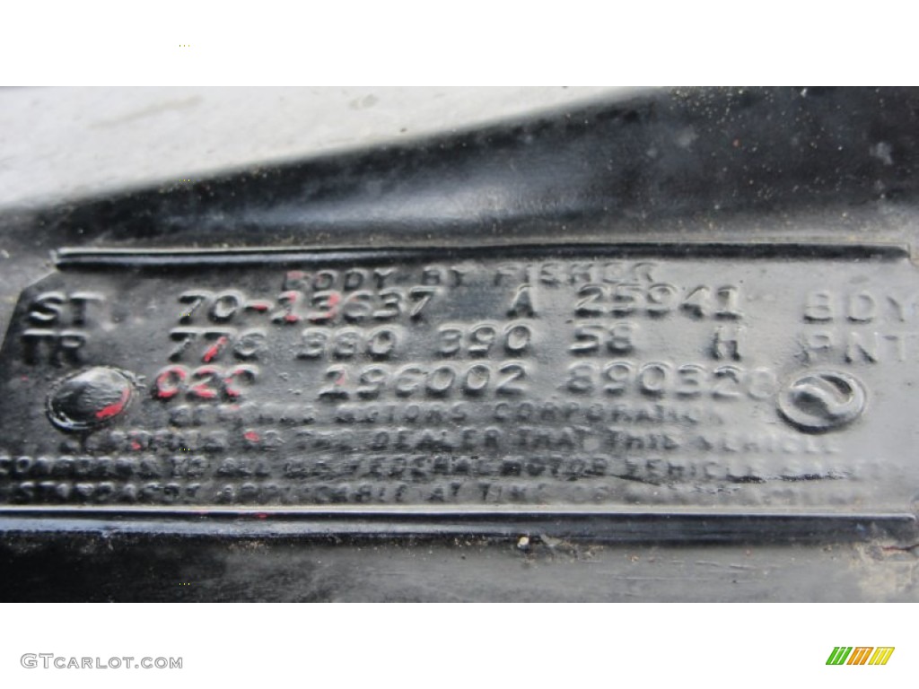 1970 Chevrolet Chevelle Malibu Sport Coupe Info Tag Photos