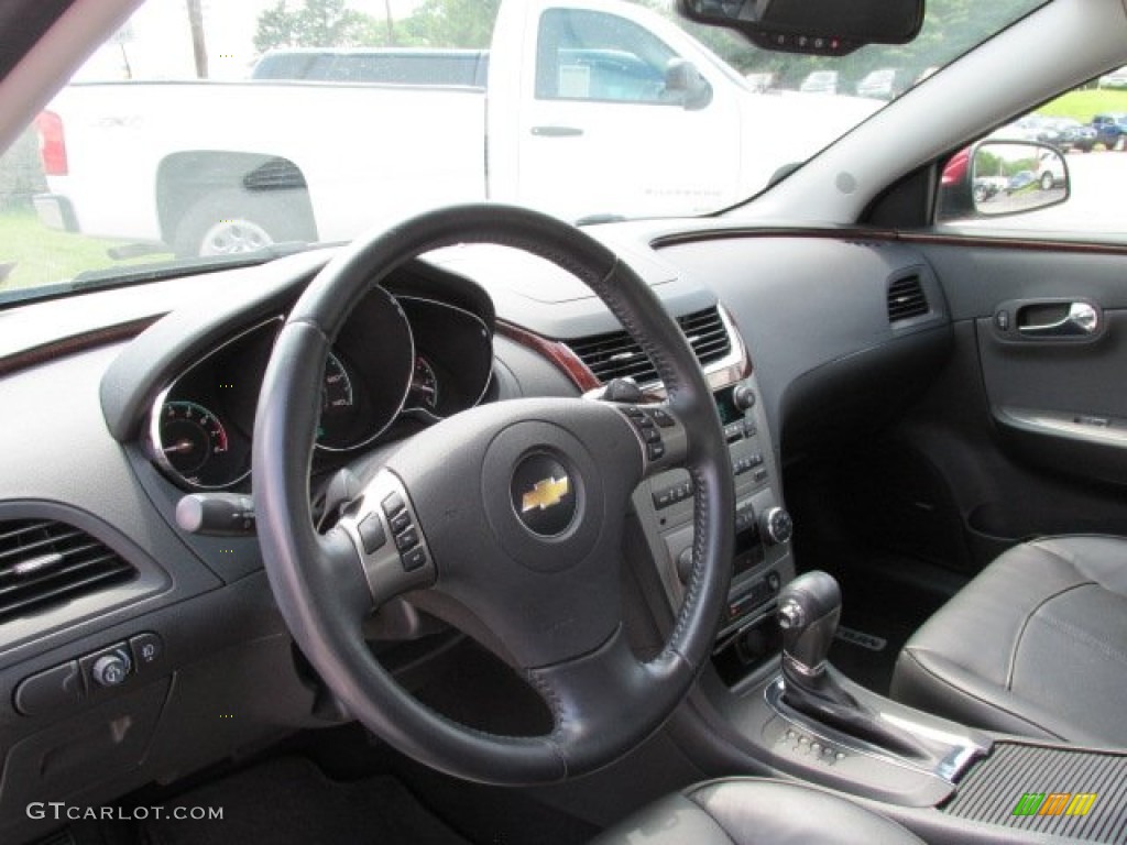 2010 Chevrolet Malibu LTZ Sedan Ebony Steering Wheel Photo #81378873