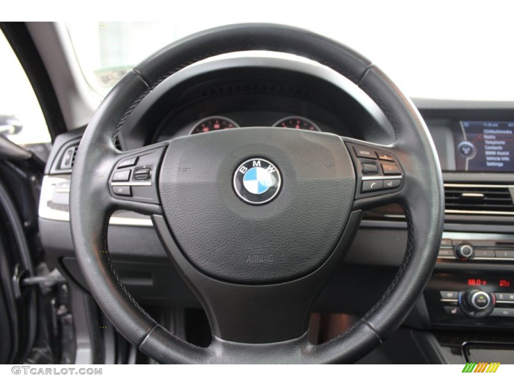 2011 BMW 5 Series 528i Sedan Black Steering Wheel Photo #81379017