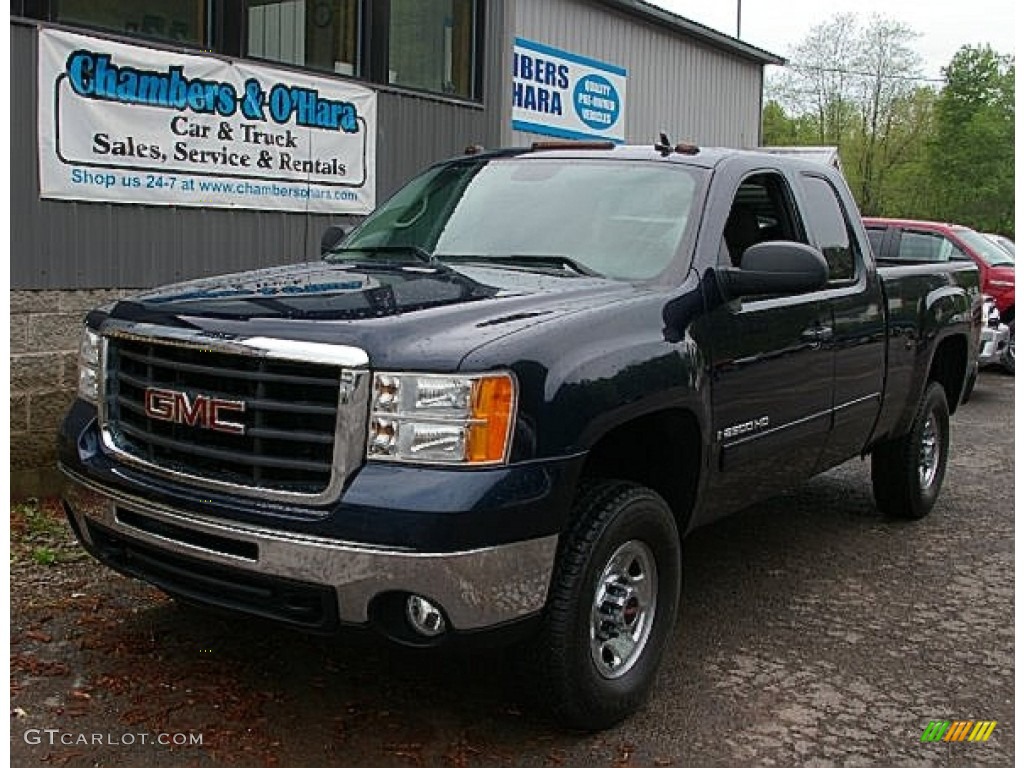 2008 Sierra 2500HD SLE Extended Cab 4x4 - Deep Blue Metallic / Ebony photo #1