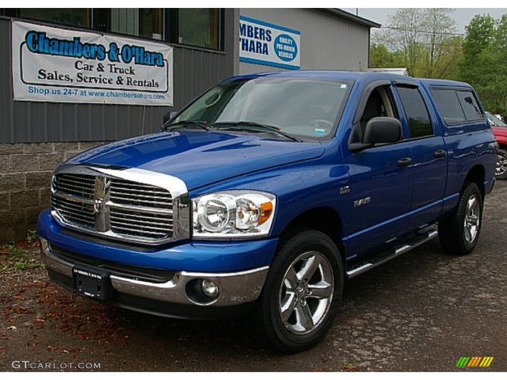 2008 Ram 1500 Big Horn Edition Quad Cab 4x4 - Electric Blue Pearl / Medium Slate Gray photo #1