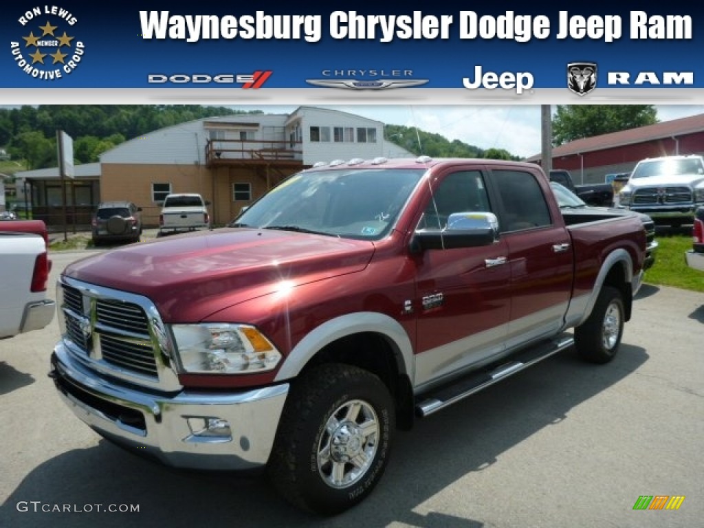2012 Ram 2500 HD Laramie Crew Cab 4x4 - Deep Cherry Red Crystal Pearl / Light Pebble Beige/Bark Brown photo #1