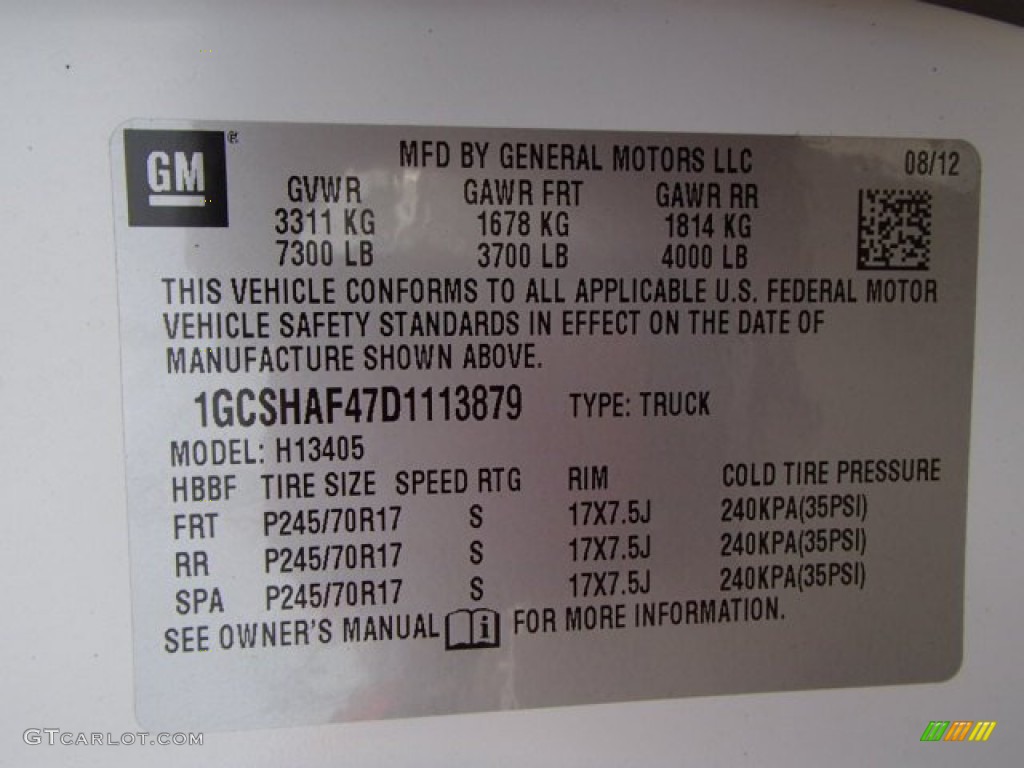 2013 Chevrolet Express 1500 AWD Cargo Van Info Tag Photos
