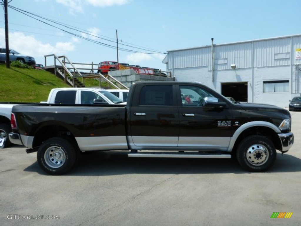 2013 3500 Laramie Crew Cab 4x4 Dually - Black Gold Pearl / Canyon Brown/Light Frost Beige photo #6