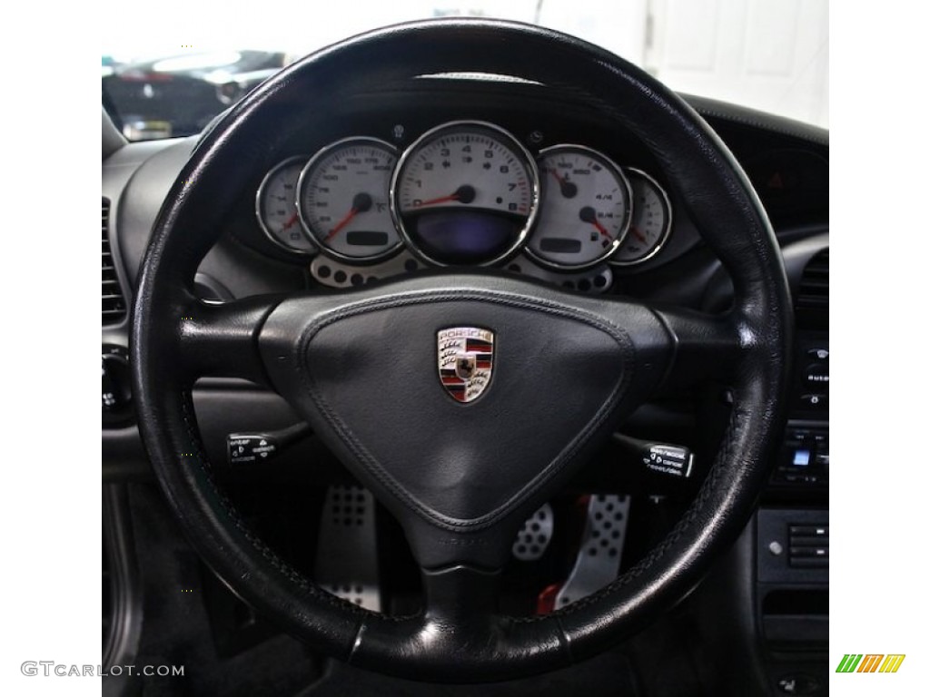 2002 Porsche 911 Turbo Coupe Black Steering Wheel Photo #81394185