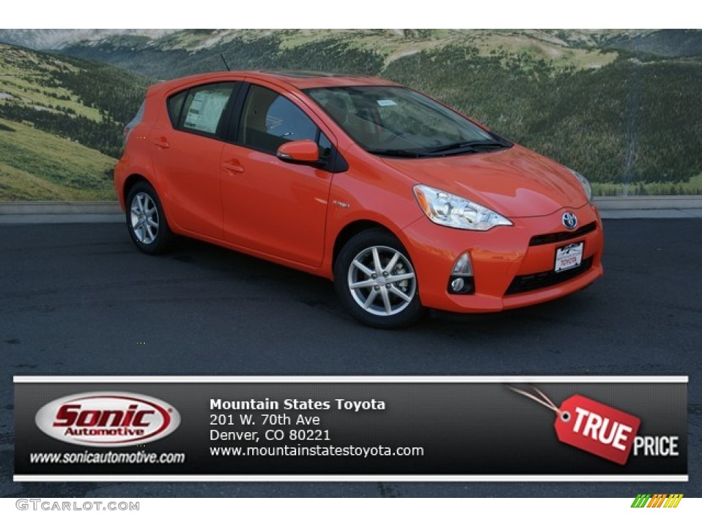 2013 Prius c Hybrid Four - Habanero / Black photo #1