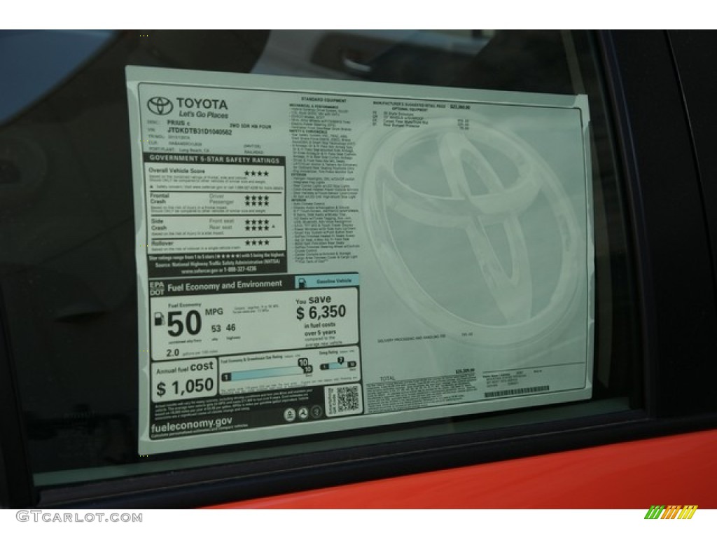2013 Prius c Hybrid Four - Habanero / Black photo #10