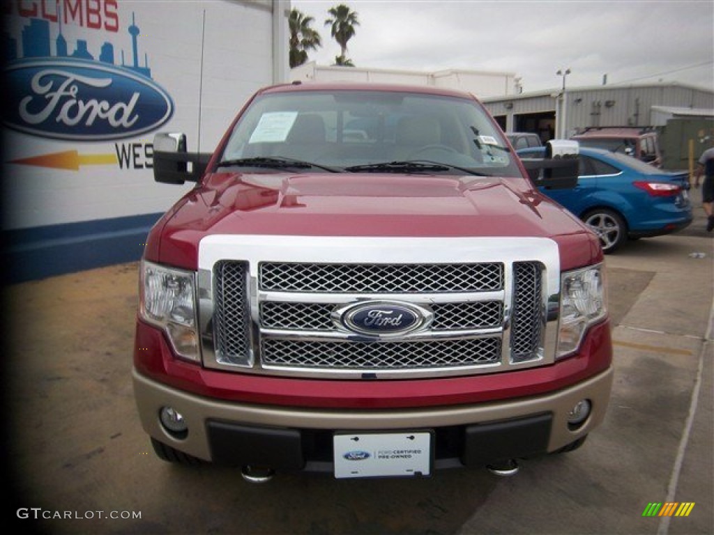 2010 F150 Lariat SuperCrew 4x4 - Red Candy Metallic / Medium Stone photo #2