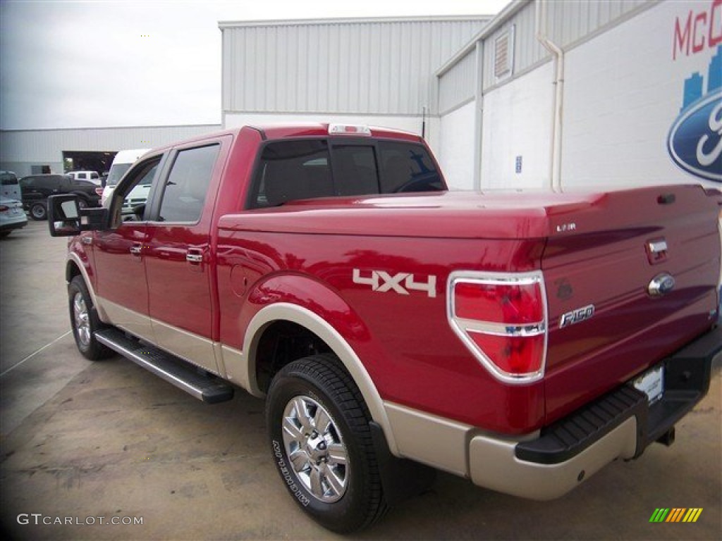 2010 F150 Lariat SuperCrew 4x4 - Red Candy Metallic / Medium Stone photo #9