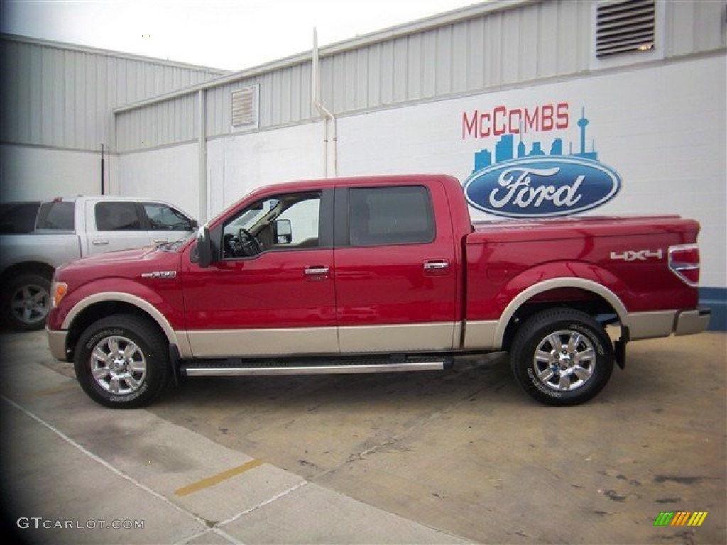 2010 F150 Lariat SuperCrew 4x4 - Red Candy Metallic / Medium Stone photo #11