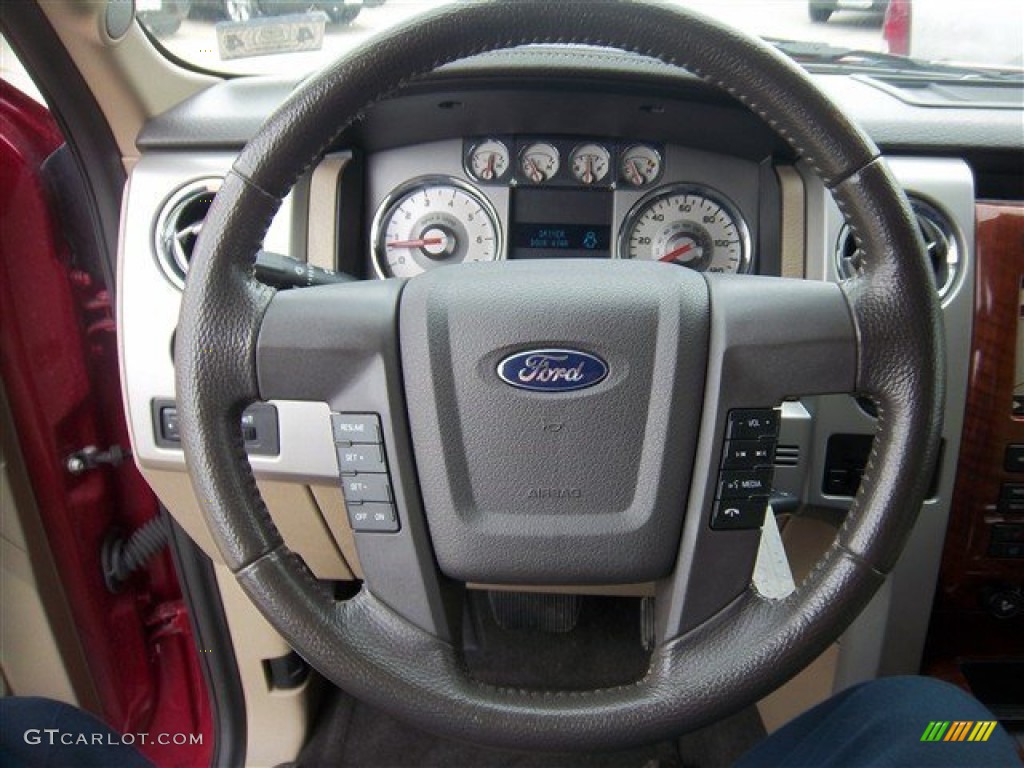 2010 F150 Lariat SuperCrew 4x4 - Red Candy Metallic / Medium Stone photo #24
