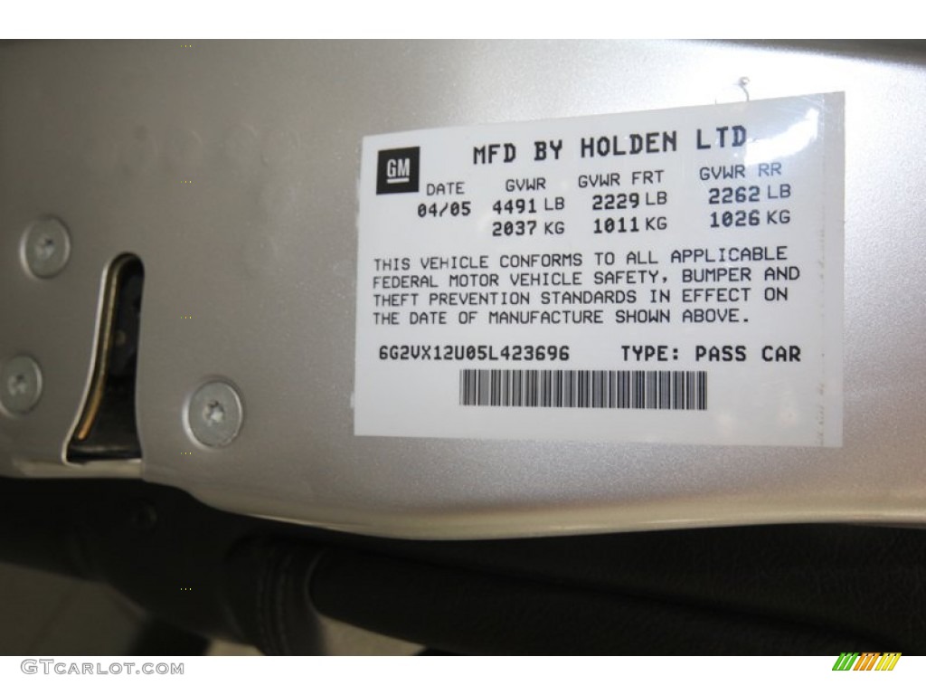2005 Pontiac GTO Coupe Info Tag Photos